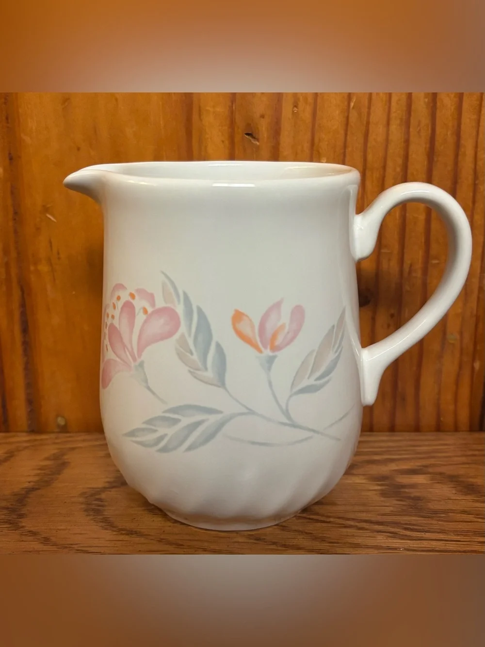 VTG Corelle Coordinates Pink Trio Stoneware Creamer Pitcher Swirl